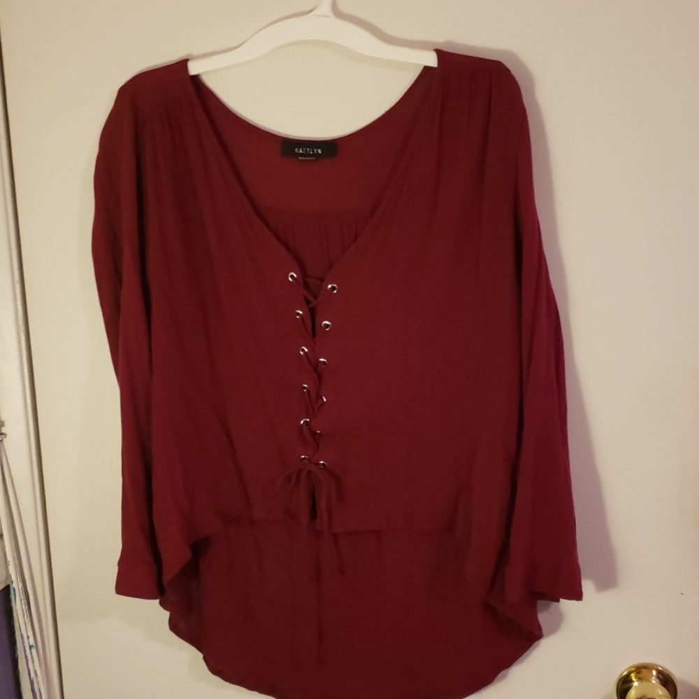 Maroon long sleeve with tie front